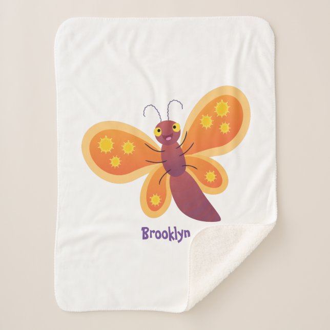 Couverture Sherpa Caricature joli papillon orange (Devant)