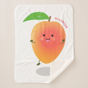 Couverture Sherpa Caricature mignonne de mangue joyeuse