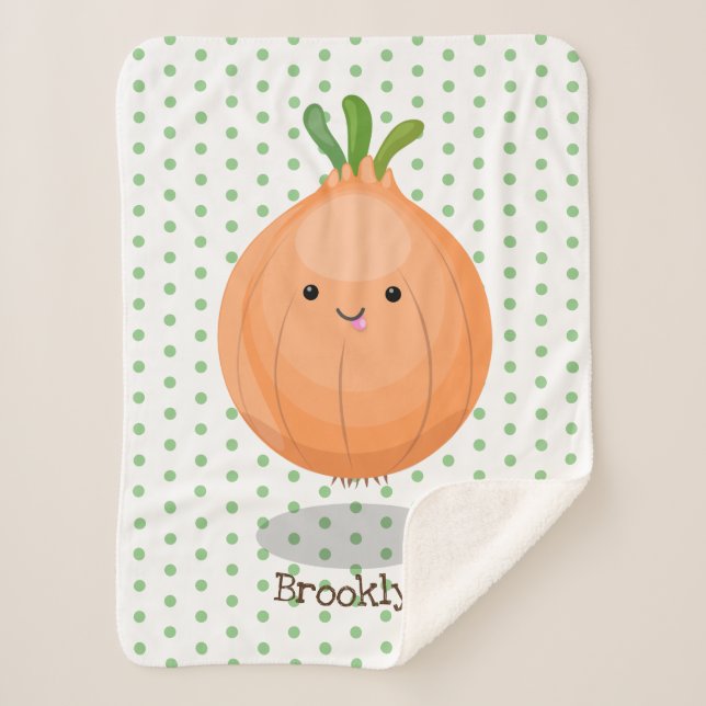 Couverture Sherpa Caricature vert oignon brun joli (Devant)