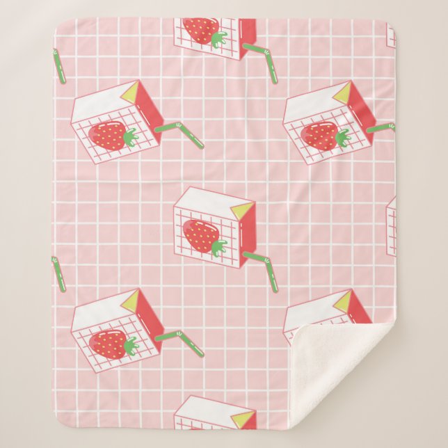 Couverture Sherpa Caricatures de Lait de fraise : Motif (Devant)