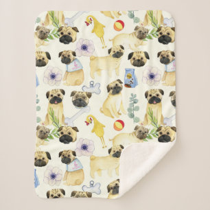 Couverture Sherpa Carlin amoureux des chiens à motif 