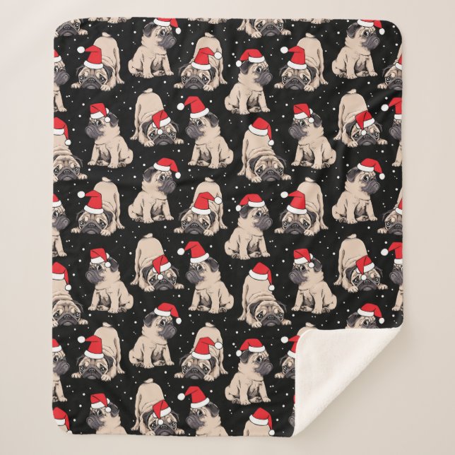 Couverture Sherpa Carlins en Santa Hats Motif de Noël (Devant)
