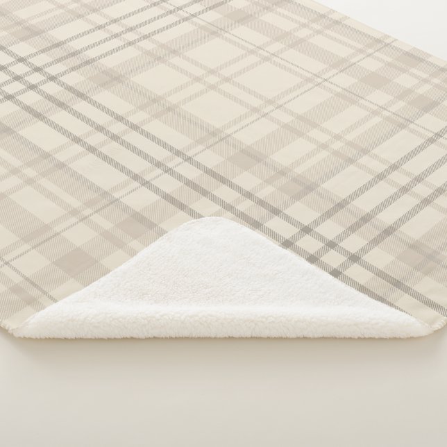Couverture Sherpa Carreaux Beige Neutre (3/4)