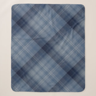 Couverture Sherpa Carreaux bleu ciel profond