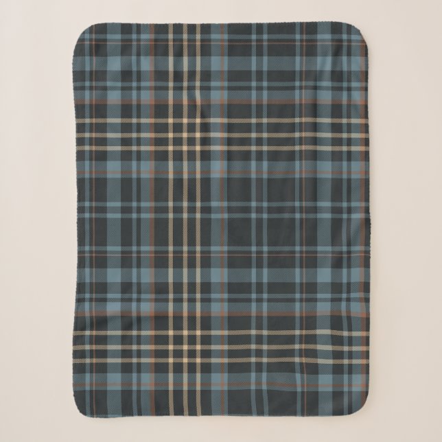 Couverture Sherpa Carreaux bleu foncé lunatique (Devant)