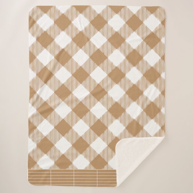 Couverture Sherpa Carreaux marron buffle  (Devant)