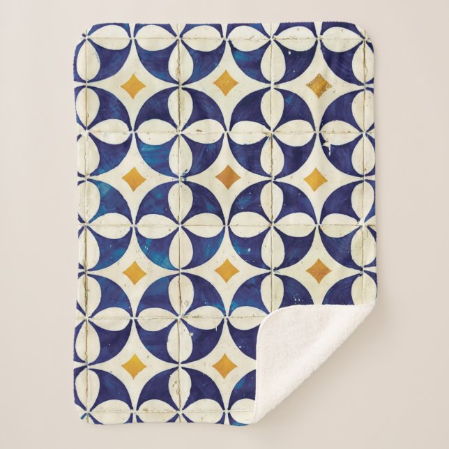 Couverture Sherpa Carreaux portugais - Azulejo Motif Design (Devant)