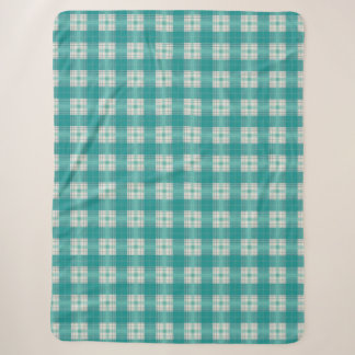 Couverture Sherpa carreaux sarcelle