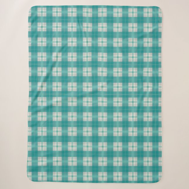Couverture Sherpa carreaux sarcelle (Devant)