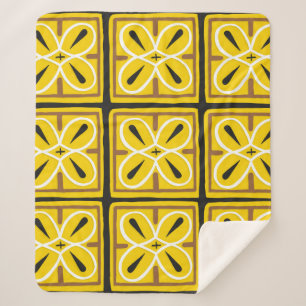 Couverture Sherpa Carreaux vintages, motif d'illustration 