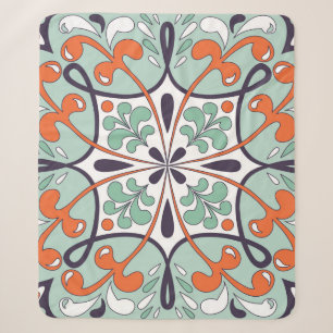 Couverture Sherpa Carrelage marocain oriental Design floral