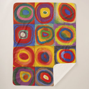 Couverture Sherpa Carrés avec cercles concentrés   Kandinsky