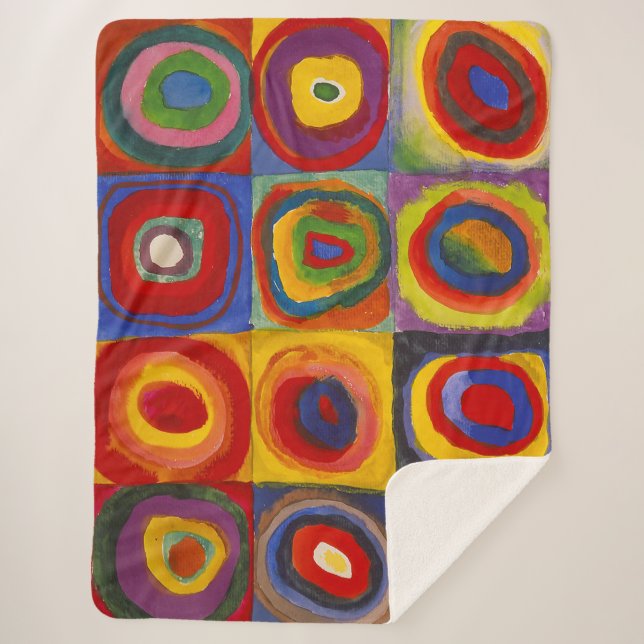 Couverture Sherpa Carrés avec cercles concentrés | Kandinsky | (Devant)