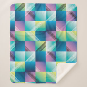 Couverture Sherpa Carrés géométriques vintages : Motif Abstrait