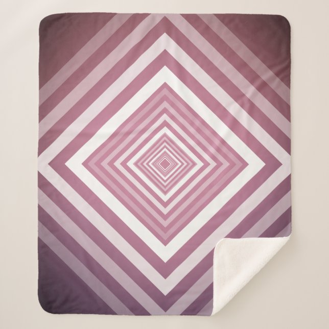 Couverture Sherpa Carrés modernes de la Gradation rose et blanc (Devant)