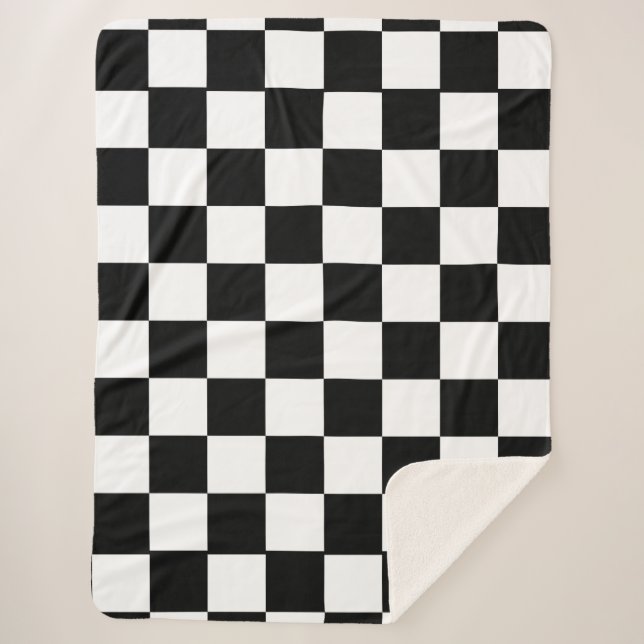 Couverture Sherpa Carrés noirs et blancs (Devant)