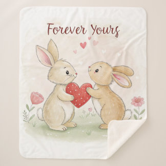 Couverture Sherpa Carte Bunny romantique - Pour toujours votre
