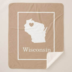 Couverture Sherpa Carte de l'état du Wisconsin en forme de coeur