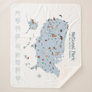 Couverture Sherpa Carte du parc national Blue Adventure Woodland Nur