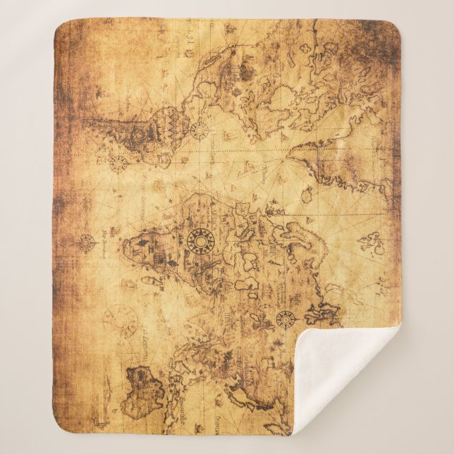 Couverture Sherpa Carte du Vieux-Monde : Parchemin Vintage (Devant)