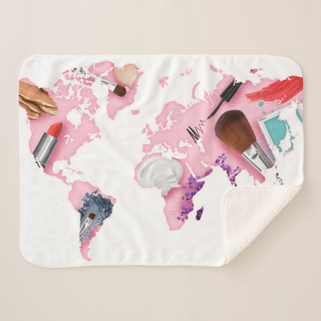 Couverture Sherpa Carte en pastel du monde de Comestics (Devant (Horizontal))