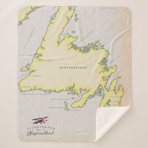 Couverture Sherpa Carte illustrée de Terre-Neuve.