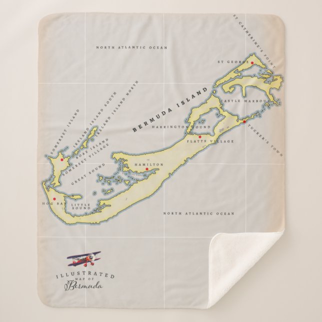 Couverture Sherpa Carte illustrée des Bermudes (Devant)