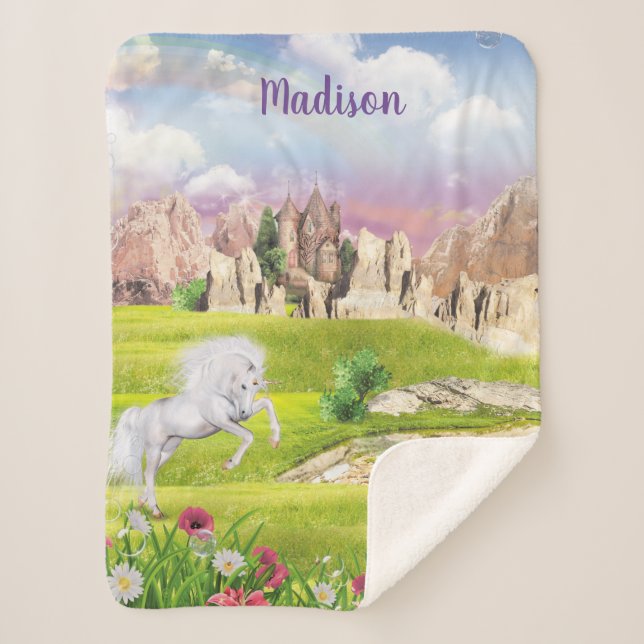 Couverture Sherpa Carte Unicorne Sherpa Blanket personnalisée (Devant)