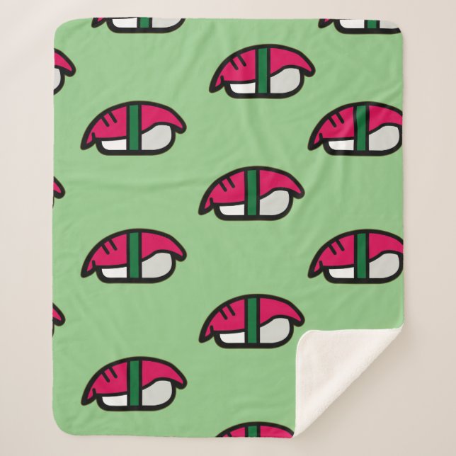 Couverture Sherpa Cartoon Kawaii Sushi, Riz de Poisson et Algues She (Devant)