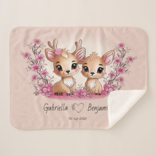 Couverture Sherpa Cartoon mignon Bambi Les amoureux Coeur Saint-Vale