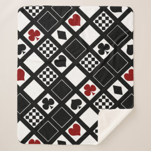 Couverture Sherpa Casino jouer aux cartes costume coeur croix clubs
