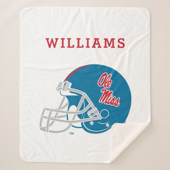 Couverture Sherpa Casque Ole Miss Football | Bleu clair (Devant)