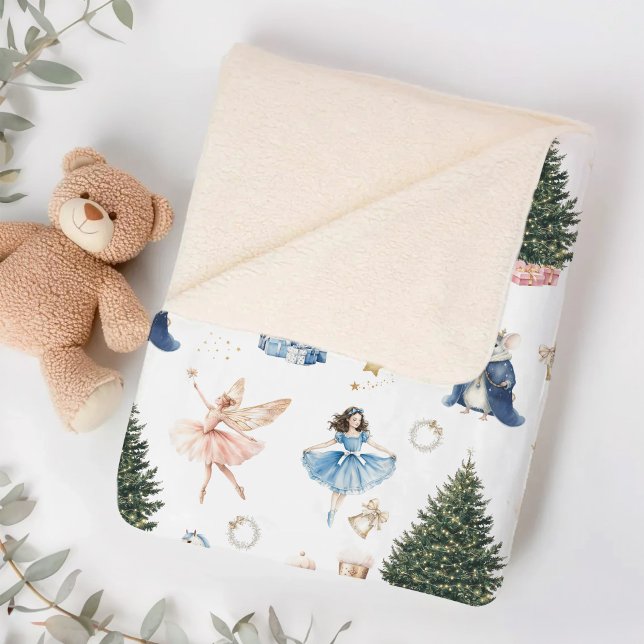 Couverture Sherpa Casse-Noisette Ballet Noël Nostalgique  (Nutcracker Ballet Christmas Sherpa Blanket)