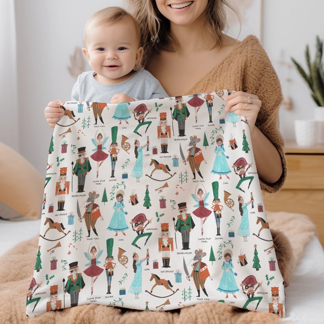 Couverture Sherpa Casse-noix mignonne Noël Vacances Sherpa Blanche (Cute Nutcracker Christmas Holiday Sherpa Blanket)