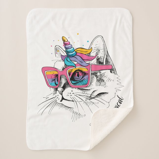 Couverture Sherpa Caticorn | ainsi Meowgical (Devant)