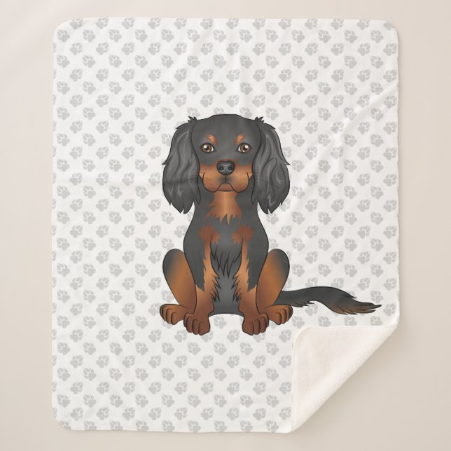 Couverture Sherpa Cavalier King Charles Spaniel noir et fauve & Patt (Devant)