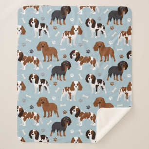 Couverture Sherpa Cavalier King Charles Spaniel Paws and Bones
