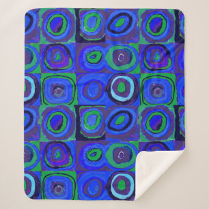 Couverture Sherpa Cercle Carré Kandinsky Farbstudie Blue Quadrate