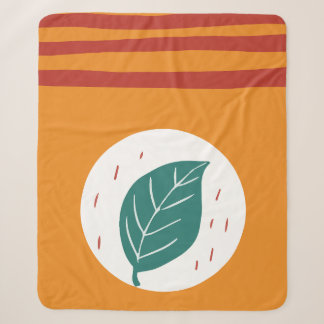 Couverture Sherpa Cercle de feuille verte minimaliste orange abstrai