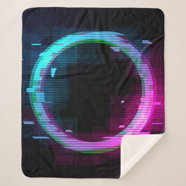 Couverture Sherpa Cercle de jachère à ondes vapeur Synthwave avec b (Devant)