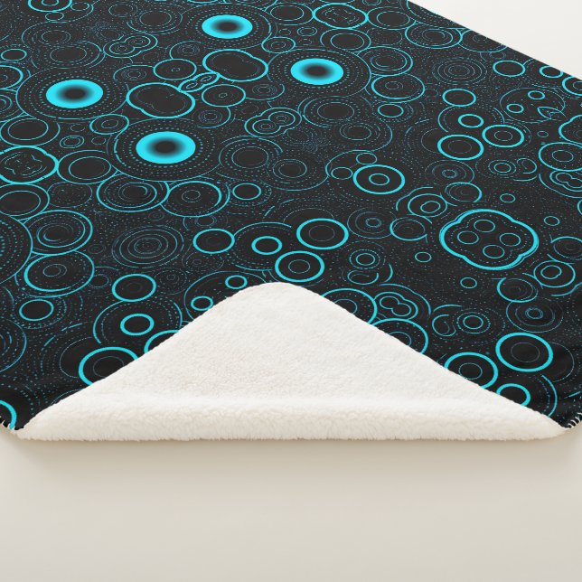 Couverture Sherpa Cercles Néon Bleu (3/4)