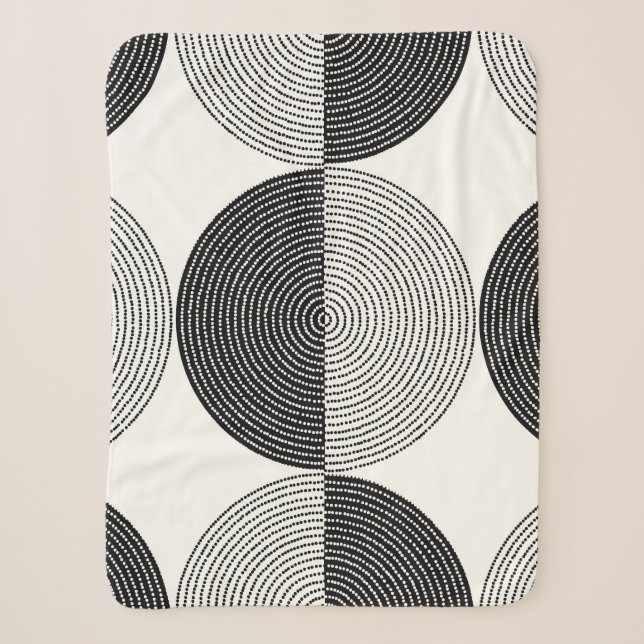 Couverture Sherpa Cercles noirs et blancs motif sans soudure (Devant)