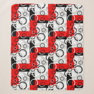 Couverture Sherpa Cercles Rouge Noir