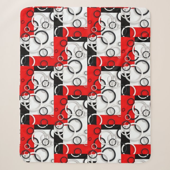 Couverture Sherpa Cercles Rouge Noir (Devant)