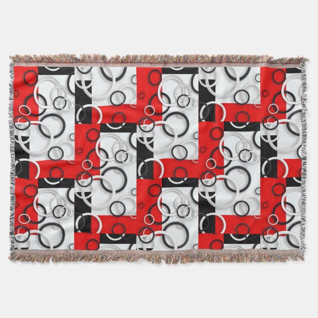 Couverture Sherpa Cercles Rouge Noir (Devant)