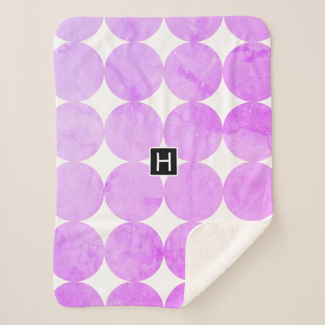 Couverture Sherpa Cercles violets modernes | Monogramme (Devant)