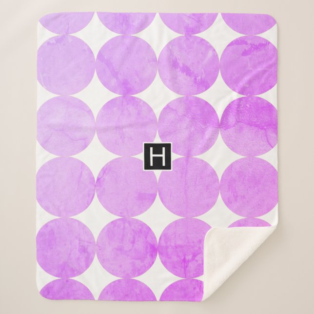 Couverture Sherpa Cercles violets modernes | Monogramme (Devant)