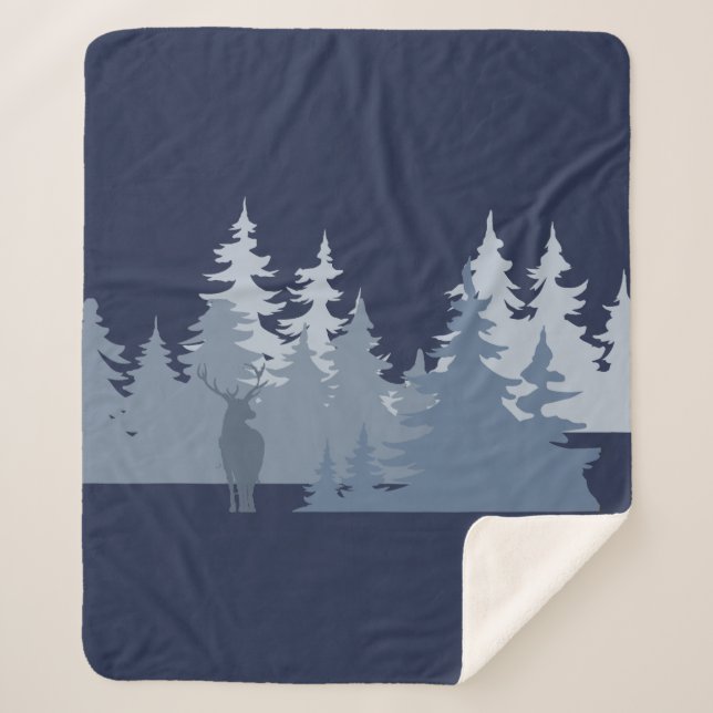 Couverture Sherpa Cerf des arbres de la forêt sauvage  (Devant)