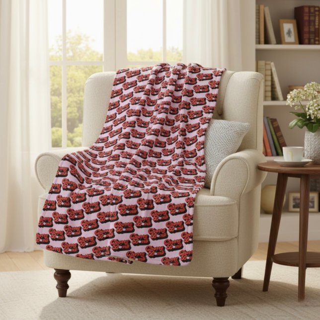 Couverture Sherpa Cerise Bombe Sherpa Blanche (Créateur téléchargé)