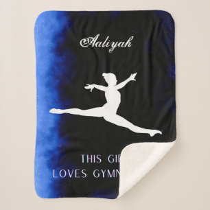 Couverture Sherpa Cette Fille Aime La Gymnastique Noir, Bleu, Blanc